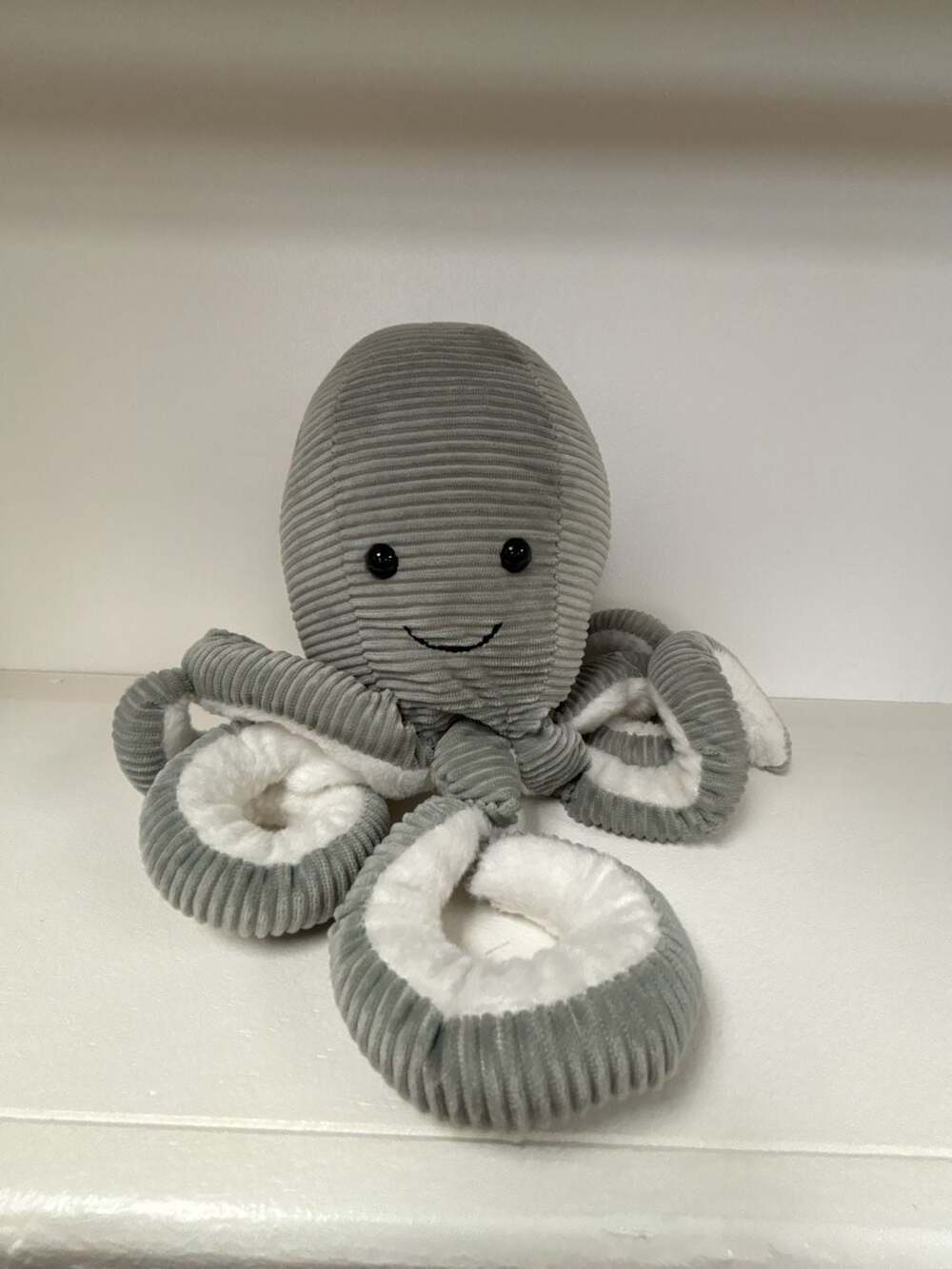 Little Toasties Heat and Hug Octopus Corduroy Plush Gray White